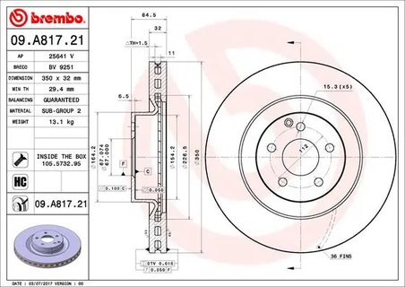 DISC FRANA BREMBO 09.A817.21 - Compatibil cu MERCEDES-BENZ