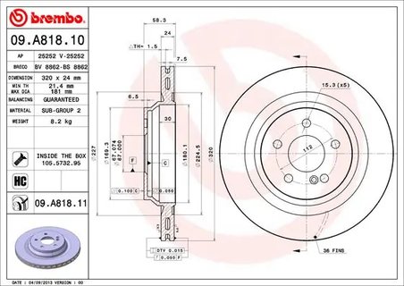 Disc frana Brembo 09.A818.11