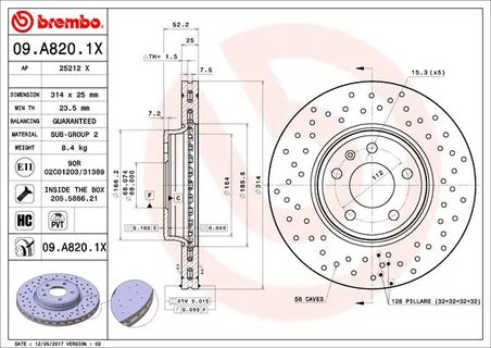 Disc frana Brembo 09.A820.1X