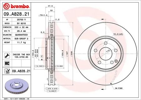 DISC FRANA BREMBO 09.A828.21 - Compatibil cu MERCEDES-BENZ