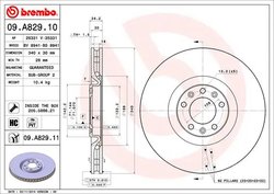 DISC FRANA BREMBO 09.A829.11 - Compatibil cu DS (CAPSA), PEUGEOT, PEUGEOT (DF-PSA)
