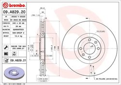 DISC FRANA BREMBO 09.A829.21 - Compatibil cu CITROEN, DS, DS (CAPSA), PEUGEOT
