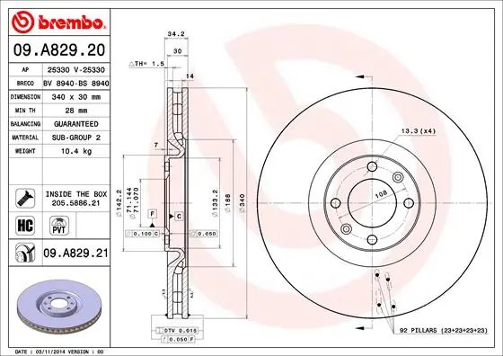 Disc frana Brembo 09.A829.21