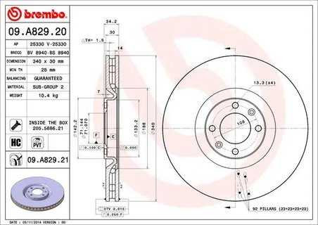 Disc frana Brembo 09.A829.21