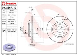 DISC FRANA BREMBO 09.A867.10 - Compatibil cu HYUNDAI, KIA