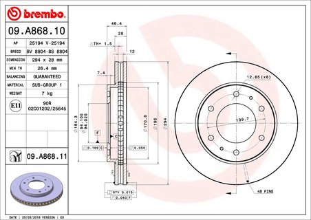 Disc frana Brembo 09.A868.11