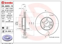 DISC FRANA BREMBO 09.A905.11 - Compatibil cu FORD, FORD (CHANGAN), FORD ASIA & OCEANIA, FORD AUSTRALIA, VOLVO, VOLVO (CHANGAN)