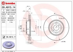 DISC FRANA BREMBO 09.A913.11 - Compatibil cu DAIHATSU, TOYOTA, TOYOTA (FAW)