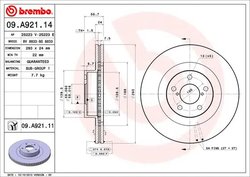 DISC FRANA BREMBO 09.A921.11 - Compatibil cu SUBARU, TOYOTA