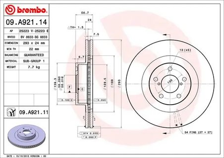 Disc frana Brembo 09.A921.11