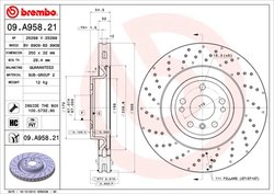 DISC FRANA BREMBO 09.A958.21 - Compatibil cu MERCEDES-BENZ