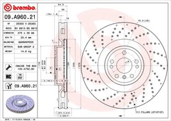 DISC FRANA BREMBO 09.A960.21 - Compatibil cu MERCEDES-BENZ