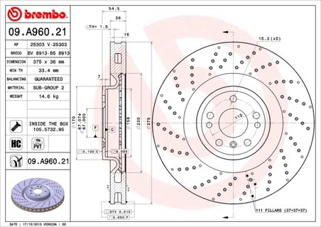 DISC FRANA BREMBO 09.A960.21 - Compatibil cu MERCEDES-BENZ