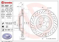 DISC FRANA BREMBO 09.A961.21 - Compatibil cu BRABUS, MERCEDES-BENZ