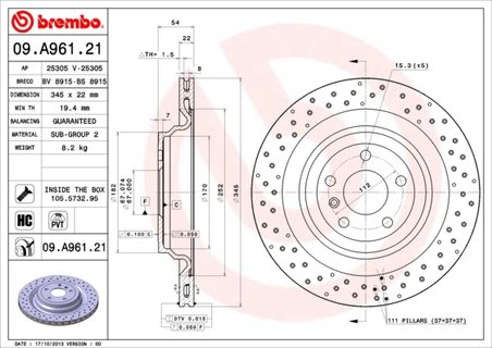 Disc frana Brembo 09.A961.21
