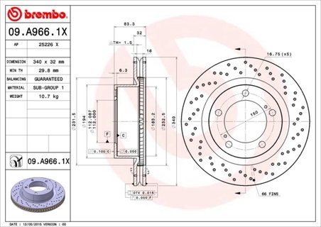 Disc frana Brembo 09.A966.1X