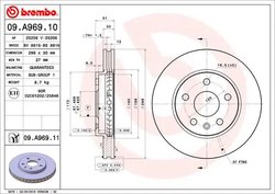 DISC FRANA BREMBO 09.A969.10 - Compatibil cu CHEVROLET, OPEL, SAAB, VAUXHALL