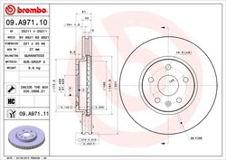 DISC FRANA BREMBO 09.A971.11 - Compatibil cu BUICK (SGM), CHEVROLET, CHEVROLET (SGM), OPEL, ROEWE (SAIC), SAAB, VAUXHALL
