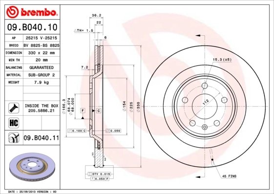 DISC FRANA BREMBO 09.B040.11 - Compatibil cu AUDI, AUDI (FAW)