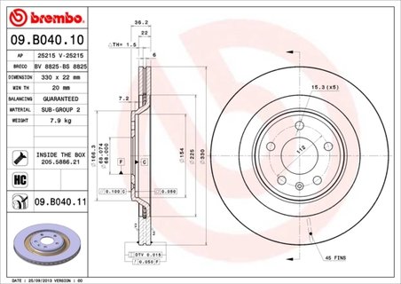 DISC FRANA BREMBO 09.B040.11 - Compatibil cu AUDI, AUDI (FAW)
