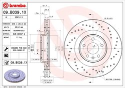 DISC FRANA BREMBO 09.B039.1X - Compatibil cu AUDI, AUDI (FAW)