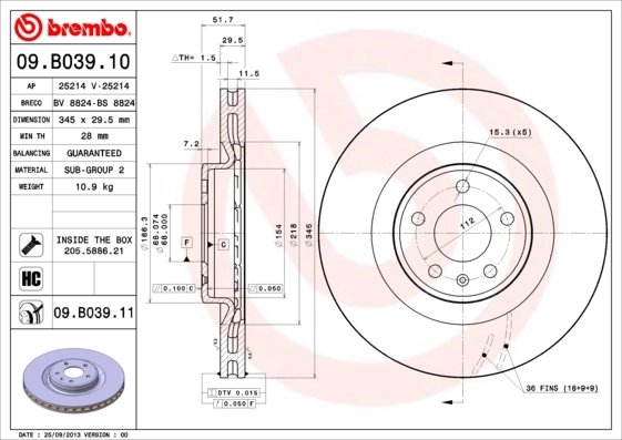 Disc frana Brembo 09.B039.11