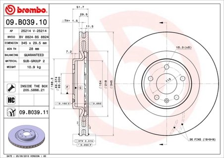 Disc frana Brembo 09.B039.11