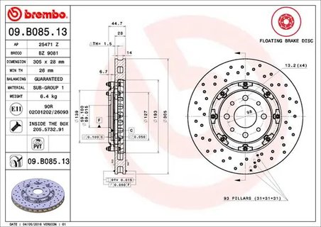 Disc frana Brembo 09.B085.13