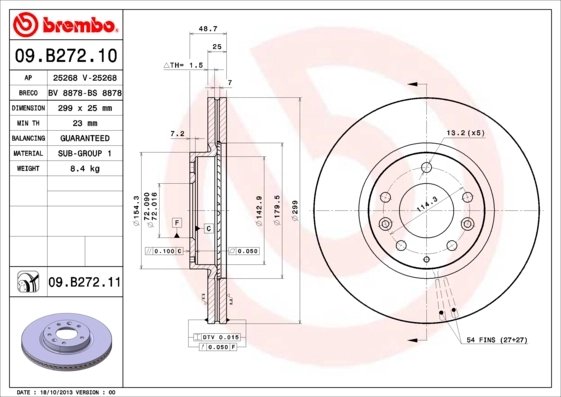 Disc frana Brembo 09.B272.10
