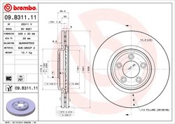 DISC FRANA BREMBO 09.B311.11 - Compatibil cu DAIMLER, JAGUAR