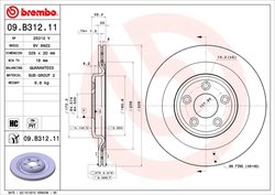 DISC FRANA BREMBO 09.B312.11 - Compatibil cu DAIMLER, JAGUAR