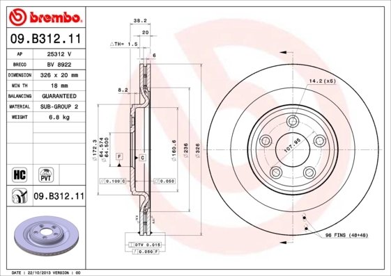 Disc frana Brembo 09.B312.11