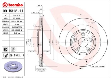Disc frana Brembo 09.B312.11