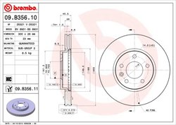 DISC FRANA BREMBO 09.B356.11 - Compatibil cu BUICK (SGM), CHEVROLET, CHEVROLET (SGM), OPEL, VAUXHALL