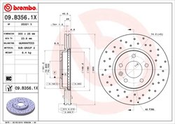 DISC FRANA BREMBO 09.B356.1X - Compatibil cu CHEVROLET, OPEL, VAUXHALL