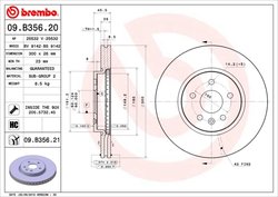 DISC FRANA BREMBO 09.B356.21 - Compatibil cu BUICK (SGM), CHEVROLET, CHEVROLET (SGM), OPEL, VAUXHALL