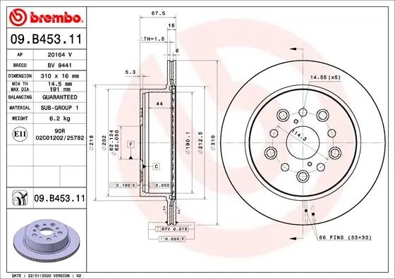 Disc frana Brembo 09.B453.11