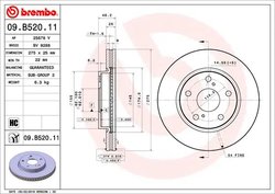 DISC FRANA BREMBO 09.B520.11 - Compatibil cu LEXUS, TOYOTA