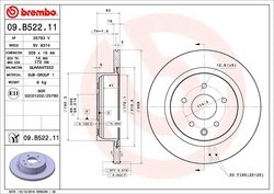 DISC FRANA BREMBO 09.B522.11 - Compatibil cu INFINITI, NISSAN