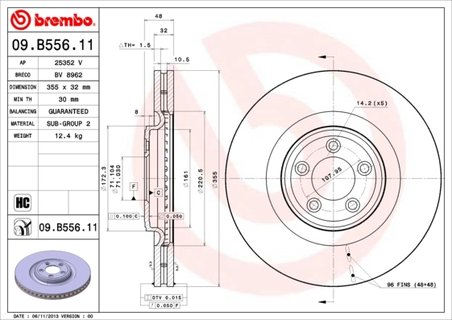 DISC FRANA BREMBO 09.B556.11 - Compatibil cu JAGUAR