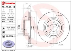DISC FRANA BREMBO 09.B569.11 - Compatibil cu BMW, TOYOTA