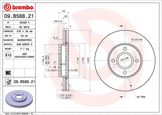 Disc frana Brembo 09.B588.21