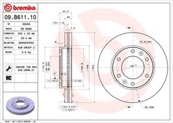 DISC FRANA BREMBO 09.B611.10 - Compatibil cu HYUNDAI