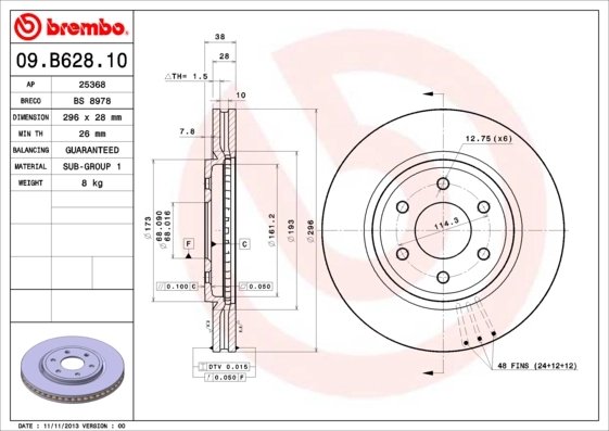Disc frana Brembo 09.B628.10