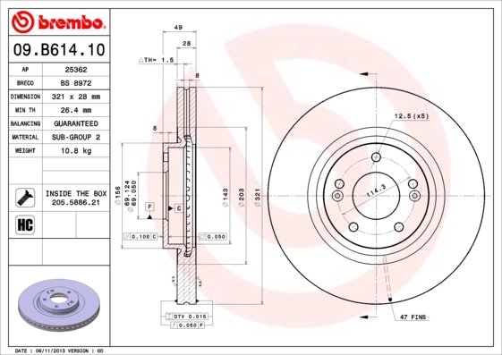 Disc frana Brembo 09.B614.10