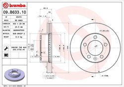 DISC FRANA BREMBO 09.B633.10 - Compatibil cu NISSAN, OPEL, RENAULT, VAUXHALL