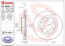 DISC FRANA BREMBO 09.B636.11 - Compatibil cu MITSUBISHI, MITSUBISHI (GAC)