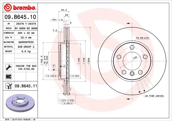 DISC FRANA BREMBO 09.B645.11 - Compatibil cu MINI