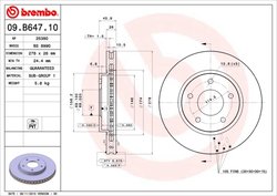 DISC FRANA BREMBO 09.B647.11 - Compatibil cu MITSUBISHI, PROTON