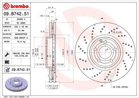 DISC FRANA BREMBO 09.B742.51 - Compatibil cu MERCEDES-BENZ